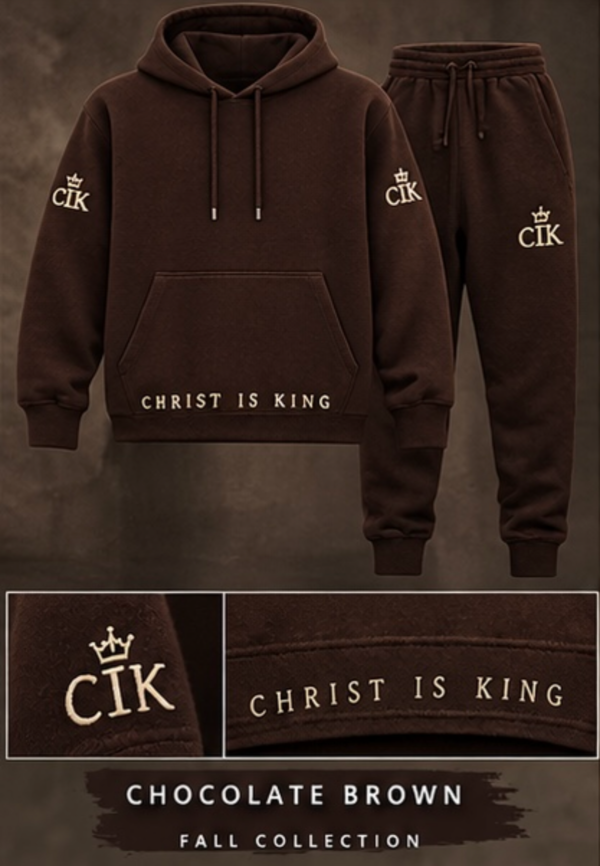 Hoodie & Sweatpant Set (Chocolate Brown)